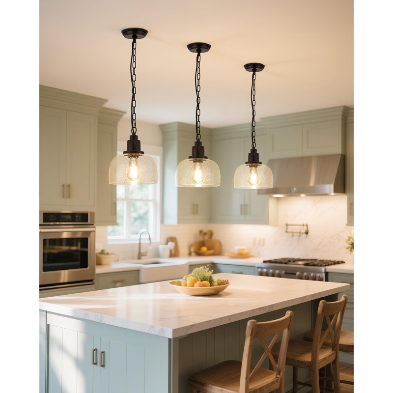EAPUDUN 1-Pack Farmhouse Pendant Light, 1-Light Industrial Hanging Light Fixture