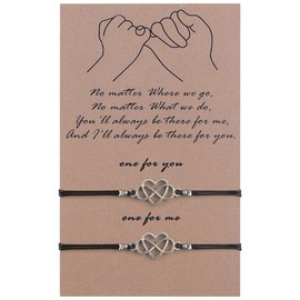 SUNSH Pinky Promise Heart Infinity Bracelet for Couples Women Teen Girl Boy Adjustable String with Wish Card Lovers Beat Boyfriend Family Husband Wife Boyfriend Girlfriend Friendship Gifts Pack of 2,