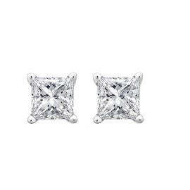PARIKHS Princess cut Diamond stud Popular Quality Screw Back 14K White Gold (0.15ctw, Clarity-I2)