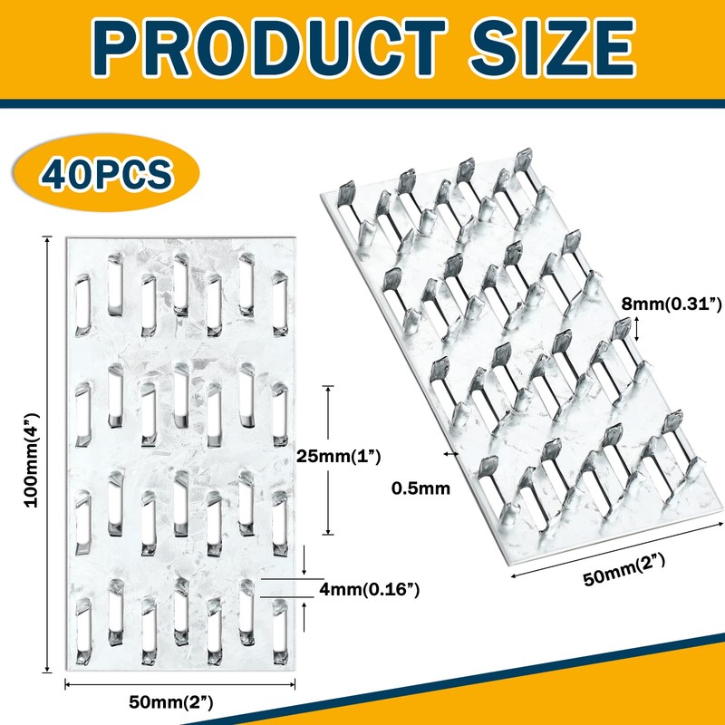 Shimeyao 40 Pcs 2x4 Inch Pronged Truss Mending Plates Galvanized