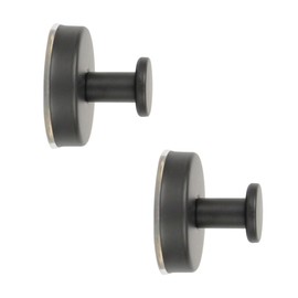 Suction Cup Hooks for Shower, No Drill Removable Tower Hooks for Bathroom Wall, Glass, Tile, Mirror, Stainless Steel Suction Hooks for Hanging Robes, Loofah Matte Black 2 Pack