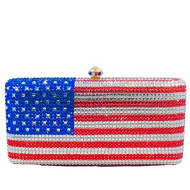 Boutique De FGG National Flag Crystal Clutch Purses for Women Formal Evening Bags Party Prom Rhinestones Clutches Bags,Mini,United States