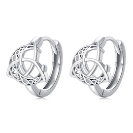 Twoowl Celtic Moon Earrings 925 Sterling Silver Celtic Knot Triangle Hoop Earrings Good Luck Irish Jewellery Gifts for Women Female Friends chicas