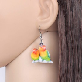 NEWEI Cute Macaw Parrot Bird Earrings for Women Girls Ladies Acrylic Animals Jewellery Gifts Charms, Acrylic, No Gemstone