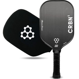 CRBN Pickleball - CRBN1 Paddle - USAPA Approved Carbon Fiber Pickleball Paddle with Included Paddle Cover (White Logo, 14mm Thick)