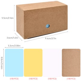 Pack of 400 Blank Paper Cards, 8.8 x 5.3 cm Kraft Paper Cards, Memory Word Cards, Message Card for Graffiti Message, School, Home, Office (White, Brown, Yellow, Blue)