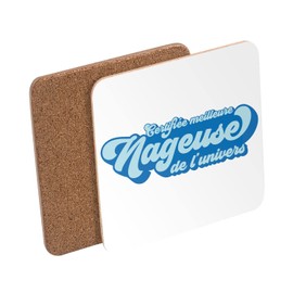 Untersetzer aus Kork – zertifiziert beste Schwimmerin des Universums Schwimmen Pool – 6 Stück (95 x 95 mm)