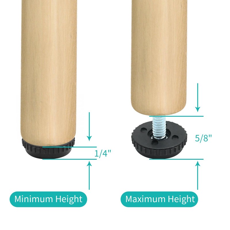 1/4-20 Stainless Steel Adjustable Furniture Levelers Screw in Threaded Leveling