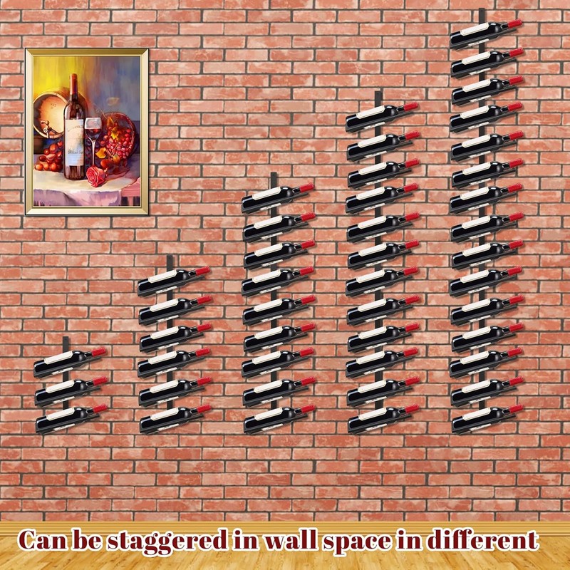 Wall Mounted Wine Rack Holds 12 Bottles, Adjustable Separable Black