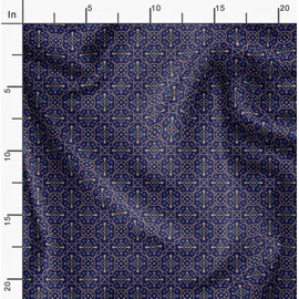 Soimoi Blue Japan Crepe Satin Fabric Moroccan Damask Print Sewing Fabric metre 42 Inch Wide