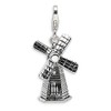 Sterling Silver 3-D Enameled Moveable Windmill W/Lobster Claw Clasp Clasp