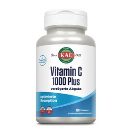 KAL Vitamin C 1000+ SR | 1000 mg | 100 Tablets | Vegan | Gluten Free | GMO Free | Laboratory Tested | Dietary Supplement with Vitamin C & Bioflavonoids | Cell Protection | Metabolic Processes