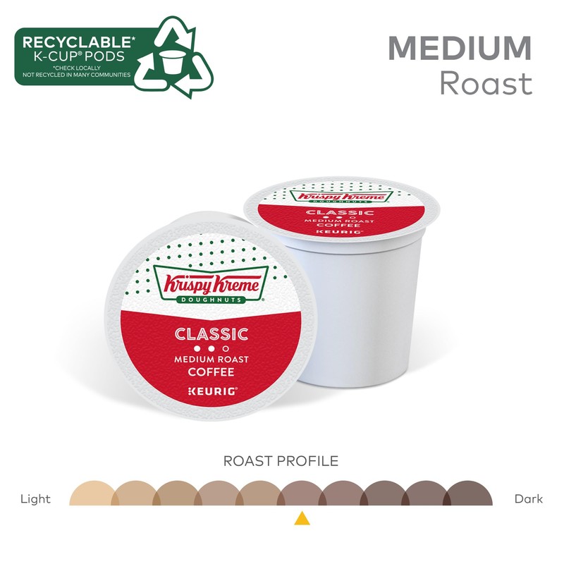 Krispy Kreme Classic Coffee, Keurig Single Serve K-Cup Pods, Medium