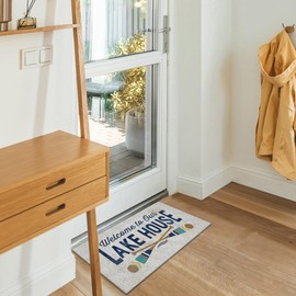 Nogrit Welcome to Our Lake House Vintage Paddle Waterproof Door Mat Outdoor Entrance 17x30 Inch Non-Slip Doormat for Lake House Front Door Porch Outdoor Indoor Decorations,Lake Lover Gifts