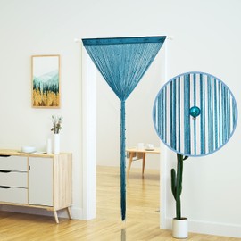 YaoYue Beaded Curtain Door String Curtains for Doorway Tassels Beads Hanging Fringe Hippie Room Divider Window Hallway Entrance Wall Closet Bedroom Privacy Decor (Lake Blue, 100×200cm)