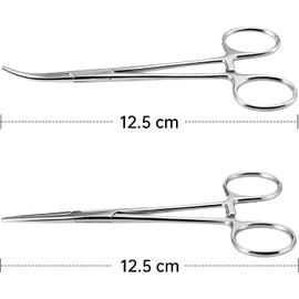LYSAIMG 2Pcs Hemostat Forceps,Curved&Straight Pliers,Ear Locking Forceps,Pet Groomers Scissor,Dog Grooming Locking Tweezers,Animal Care Pet Groomers Tool.