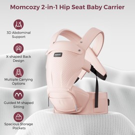 Momcozy Momcozy Baby Carrier with Hip Seat, 2-in-1 Detachable Infant Hip Seat Carrier for Toddlers up to 44lbs. Breathable for Hands-Free Carrying. Fits Waist Sizes up to 47 Inches for Mom & Dad, AirMesh Pink