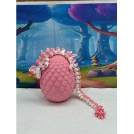 Generic Unicorn Dragon with Dragon Egg, Full Articulated Dragon, 12"" White and Pink Unicorn Dragon, 3D Printed Executive Desk Toys,Fidget Toys for Autism/ADHD D051-PNK, Large