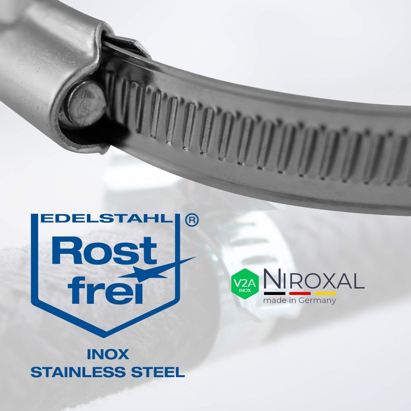 Pack of 10 stainless steel hose clamps W4 V2A |
