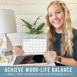 Small Desk Calendar 2025 – 18-Month Standing Flip Calendar for Desk, Compact Floral Desk Calendar 2025-2026, Mini Flip Desk Calendar for Office and Home