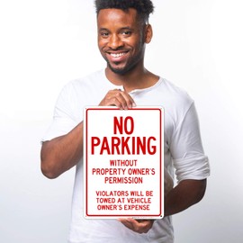 No Parking Sign, No Parking Without Owner's Permission Sign, 10x14 Rust Free Aluminum, Weather/Fade Resistant, Easy Mounting, Indoor/Outdoor Use, Made in USA by Sigo Signs