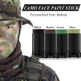 Wismee Camo Face Paint, Water & Sweat Resistant Hunting Face Painting Eye Black Stick,Camouflage Hunting Makeup Stick for Costume Party,Cosplay,Hunting,Army(Green)
