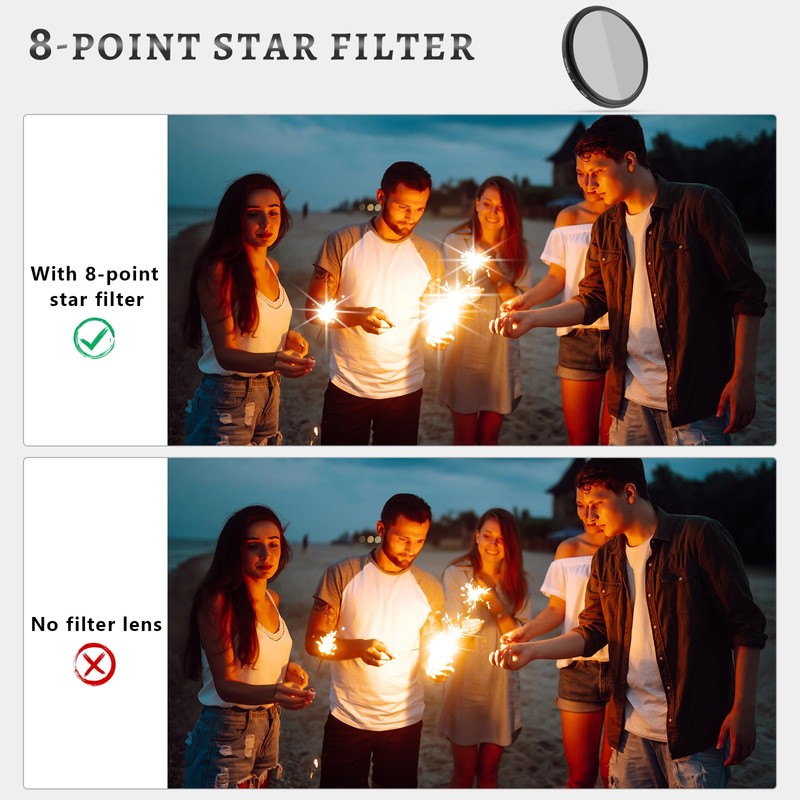 Erzekrim 58 mm Star Filter Pack of 3 Adjustable Cross