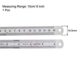 TA-VIGOR Stainless Steel Ruler, 15cm Length Metric Straight Rulers, 0.6mm Thick Metal Ruler, Precision Measuring Tool with Hanging Hole for School, Office, Sewing, Craft and DIY Use