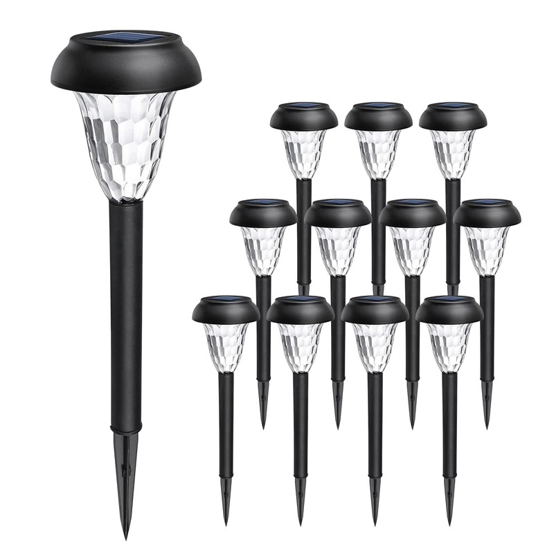 GIGALUMI 12 Pack Solar Light Outdoor Waterproof, Warm White Pathway