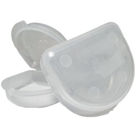 2 Pack of Retainer Cases (Available in Various Color Options); for Retainers, Dentures, Mouth Guards, and other Accessories. With Vent Holes and Write-on I.D. Area, Secure Snap Closure (Clear)