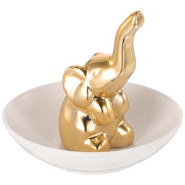 Artibetter Bandeja De Cerámica para Joyas, Soporte para Anillo De Elefante, Bandeja para Decoración De Escritorio De Elefante, Anillo De Joyería, Plato para Regalos (Dorado)