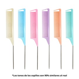 Peine Profesional Cola De Metal, Resistente Calor, Varios Colores (CREMA)