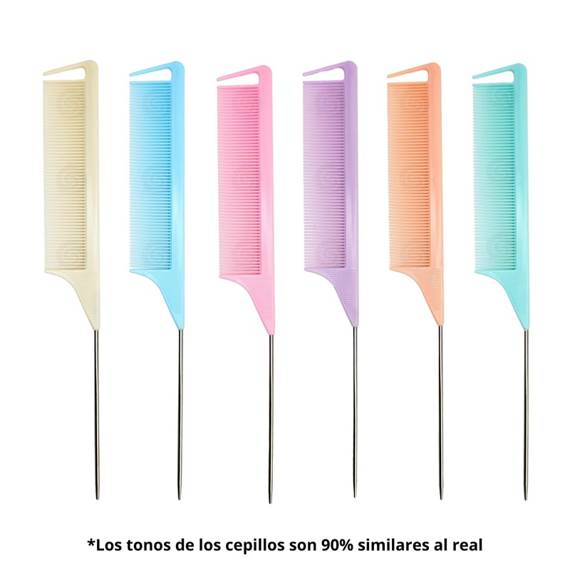 Peine Profesional Cola De Metal, Resistente Calor, Varios Colores (CREMA)