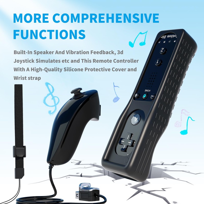 TechKen Remote Controller for Wii, Built-in 2 in 1 Motion