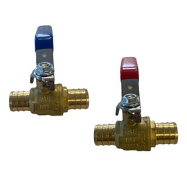 3/4 inch PEX Ball Shut Off Valves | Lead-Free Brass | 1/4 Turn with Long Lever | PEXxPEX | Hot & Cold Water Systems | Fits All PEX Tubing | cUPC Certified | 2 Pack, 1 Red & 1 Blue (3/4 inch)