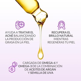 Aceite Facial Hidratante Con Aceite de Rosa Mosqueta, Argán, Semilla de Uva y Arroz Hidratación + Control de Acné y Sebo Minimiza Cicatrices, Aspecto Liso y Saludable Fórmula Vegana para Todo tipo de Pieles Biune. 30 ml