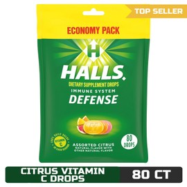 HALLS Defense Citrus Vitamin C Drops, 80-Count Economy Pack