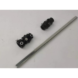 CNC 2 BLACK U Joints 22" Polished Steering Shaft 3/4"DD x 3/4"DD & 5/8"-36 X 3/4"DD