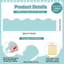 Containlol 118 Feet Bulletin Board Borders, Scalloped Classroom Borders Trim for Christmas Holiday Classroom Office Party Wall Decoration(Pastel Pop Color)