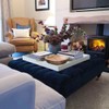 HofferRuffer Extra Large Square Serving Tray, Elegant Faux Leather Ottoman