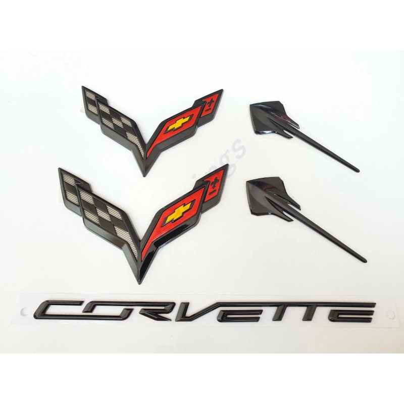 GM 5PC 2014-2019 Corvette C7 Gloss Black Front & Rear