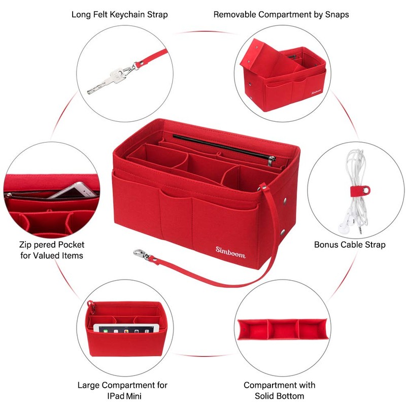 Simboom Handbag Organiser Insert, Women Purse Insert Organizer Bag in