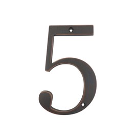 Large Bold 5" Aged Bronze Metal Flush House Address Numbers, Bold Readable Font (5)