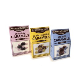 AvenueSweets - Handcrafted Individually Wrapped Soft Caramels - 3 x 8 oz Boxes - Trio