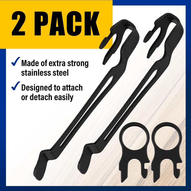 [2-Pack] 2 Black Quick Release Pocket Clips + 2 Black