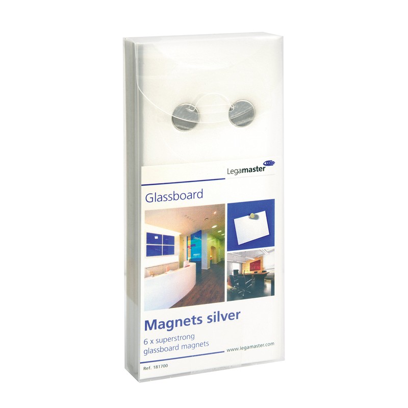 Legamaster Glassboard Magnet - Silver (Pack of 6)