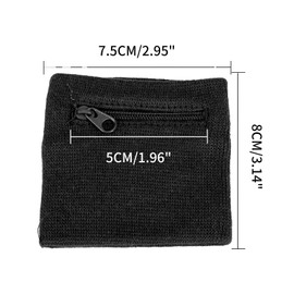 SHYSBV 2 Pack Sweatband Wrist with Zip Pocket - Sports Wrist Bag for Running, Football, Basketball, Fitness & Cycling | Sweat Wristband