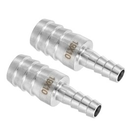 sourcing map 2Pcs 3/4" to 3/8" Hose Barb Reducer Pipe Fitting, 304 Stainless Steel Hose Pipe Fitting Sanitary Adapter for Vacuum Systems, Industrial Pipe Connections, Silver