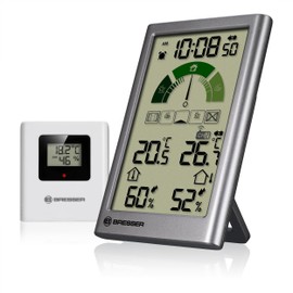 Bresser Thermo-Hygrometer with Ventilation Recommendation, Room Climate Indicator, Max/Min. Memory, Outdoor Sensor up to 80 m