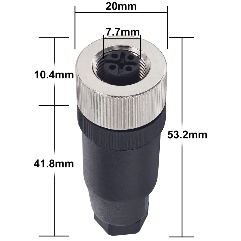 M12 5-Pin Female Circular Aviation Connector Plug 12mm Waterproof Circular